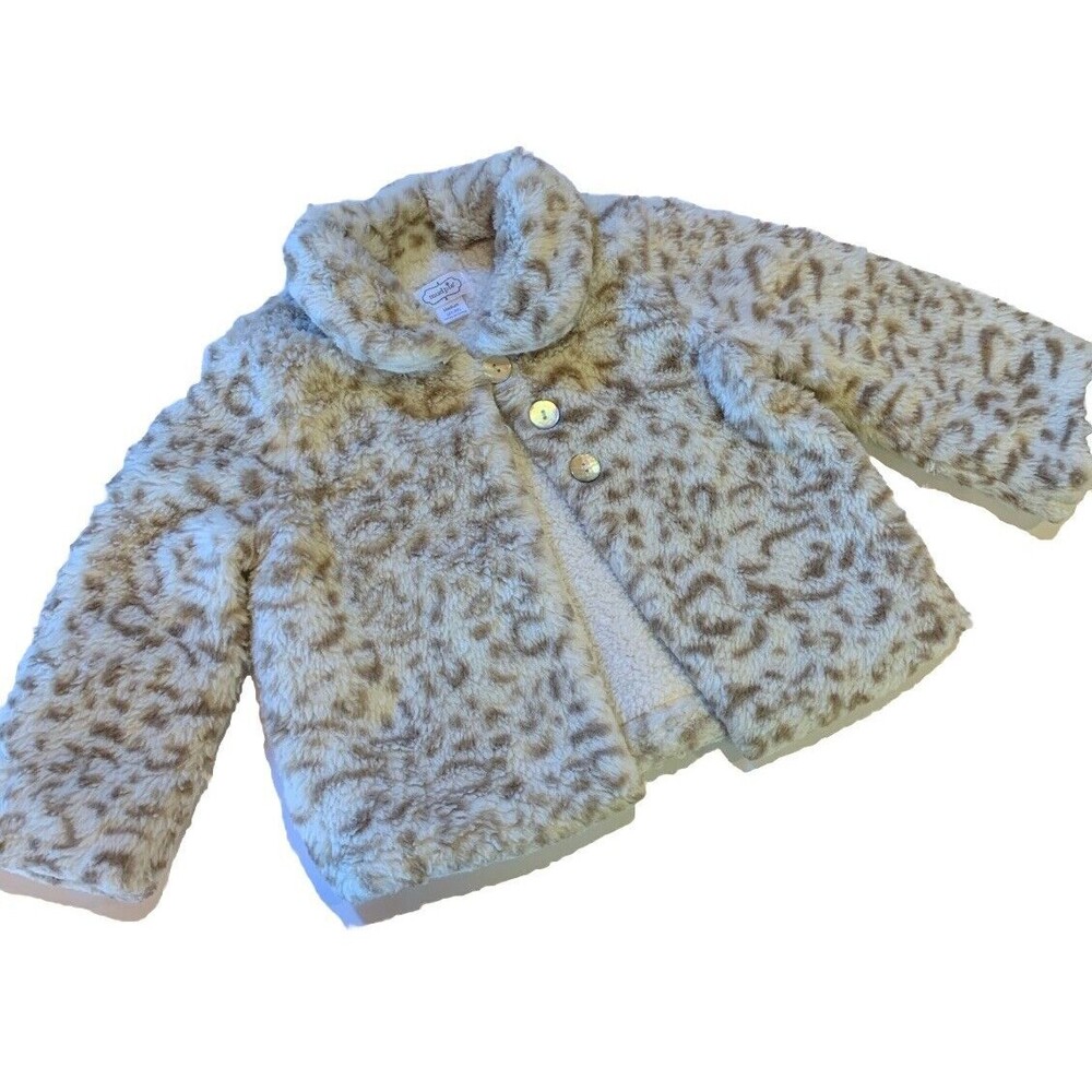 Mud Pie Coat Furry Fuzzy Snow Leopard Faux Fur 2T-3T Toddler Girl Jacket